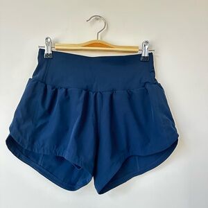 Navy Blue High-Rise Athletic Running Shorts with Liner - XS